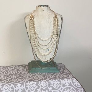 MULTI-STRAND FAUX PEARL NECKLACE